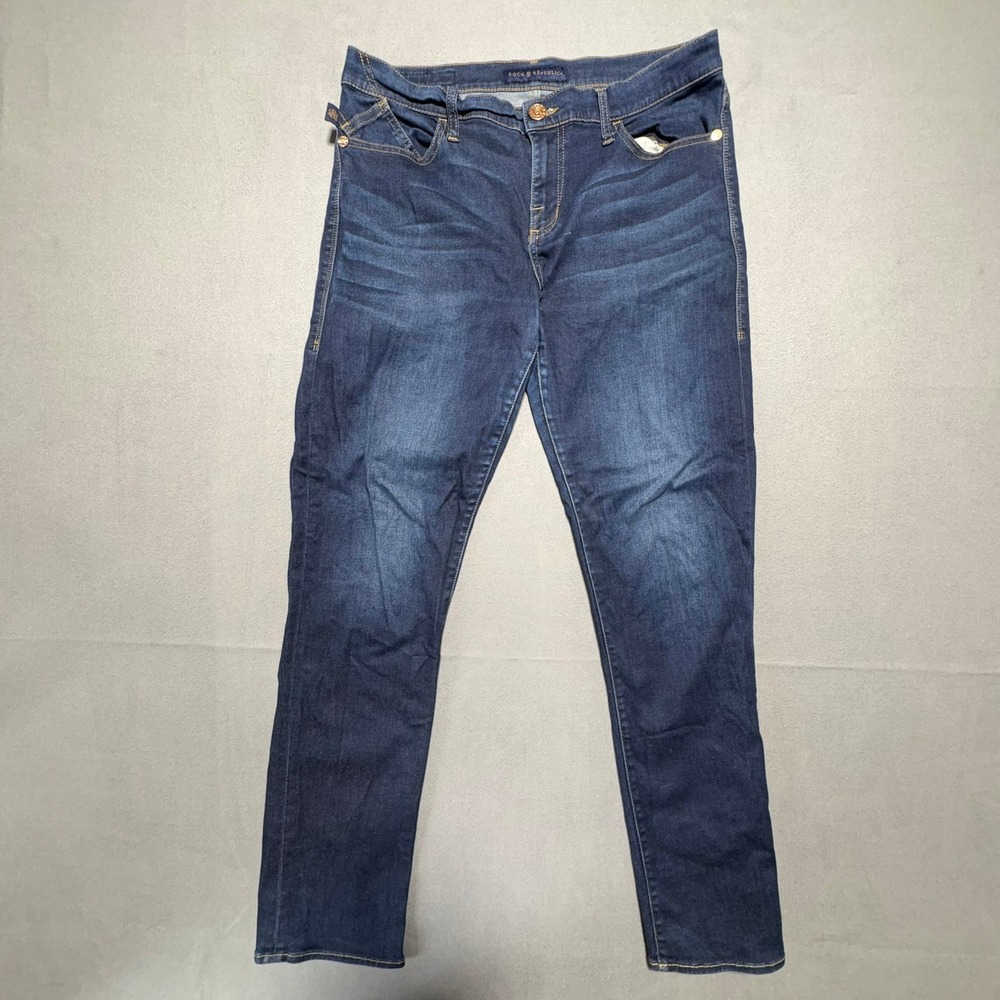 Rock & Republic Berlin Dark Wash Skinny Jeans Blue Size 16M R010102